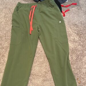 Figs Olive Pants with Red Accent